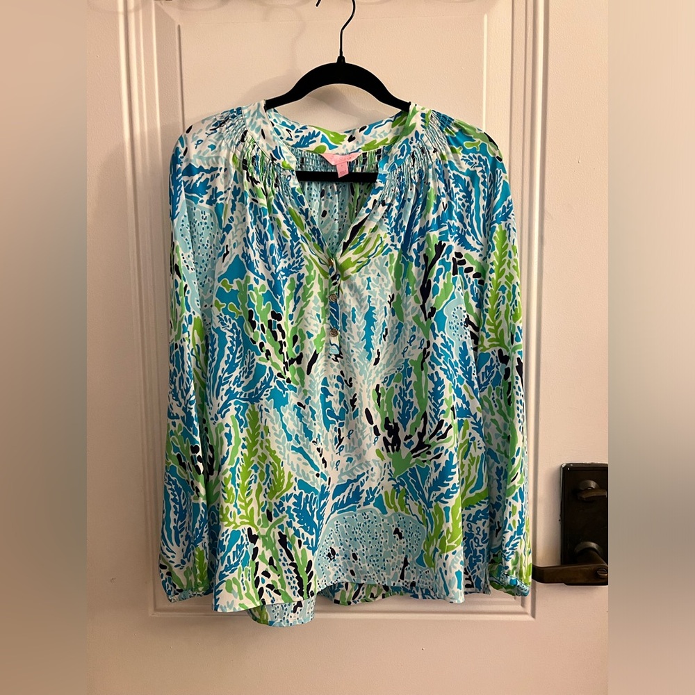 Lilly Pulitzer 100% Silk Printed Top